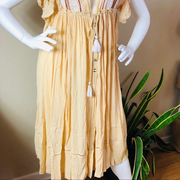 Free People Boho Embroidered Gypsy CoverUp Beach Summer Dress - Picture 8 of 10